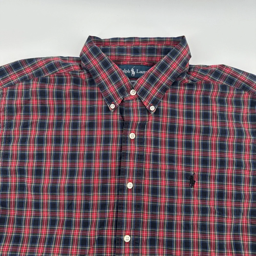 Ralph Lauren Mens XL Classic Fit Button Down Plaid Checkered Shirt‎